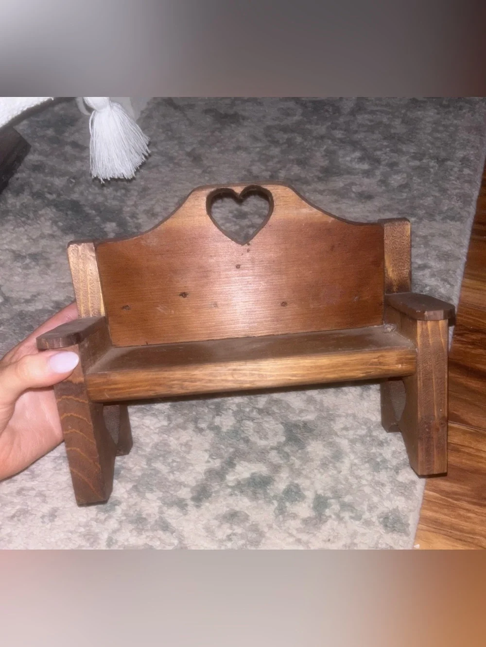 Vintage Wooden Heart Bench Shelf